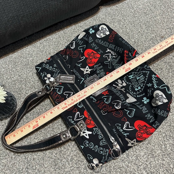 Coach Poppy Black Graffiti Shoulder Bag Tote Purse - Picture 12 of 14